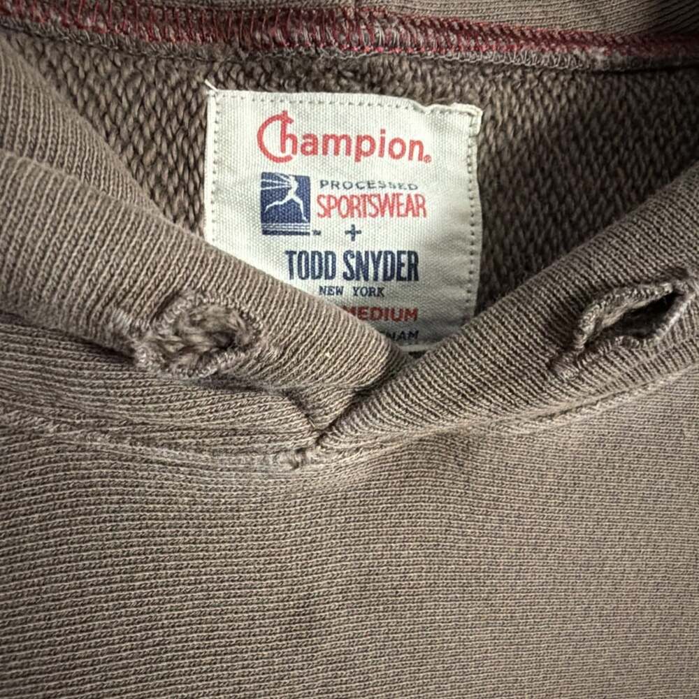 Champion x Todd Snyder Men's Size Medium Brown Terry Cotton Hoodie With Pockets - Picture 6 of 10